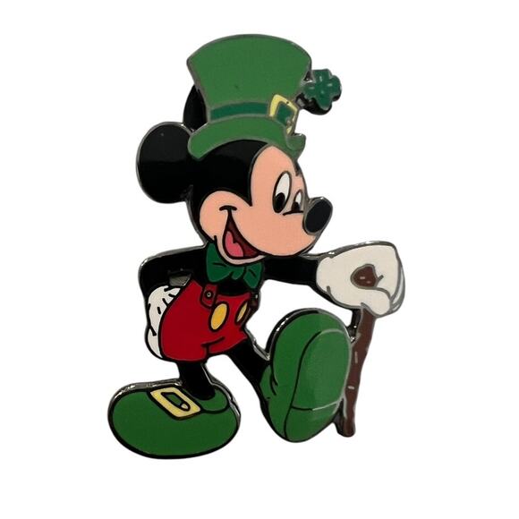 Disney Pin 4215 DLR St. Patrick's Day 2001 Mickey Mouse Cane Top Hat LE 2000 - Picture 1 of 2